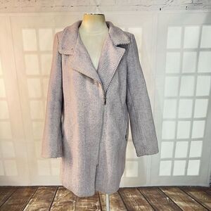 Loft Light Purple Spread Collar Mid Length Herringbone Coat Size Medium